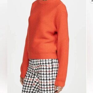 Ribbed Knit Cashmere Wool Sweater Crew Neck BLDWN Baldwin April Vinyl Red Medium